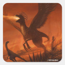 Fire-Breathing Prehistoric Dinosaur by Jake Murray Square Stickers