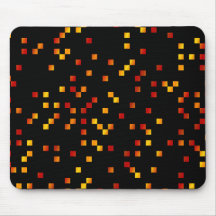 Fire Colours, Square Dots on Black. Mouse Pad