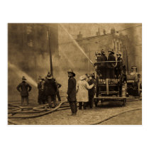 Fire Crew in Action - Vintage postcards