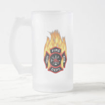 Fire Department Badge Flaming Mugs