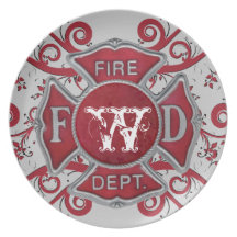 Fire Department Custom Monogram Dinner Plate