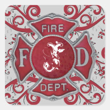 Fire Department Custom Monogram Square Sticker
