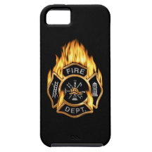 Fire Department Flaming Gold Badge