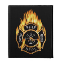 Fire Department Flaming Gold Badge iPad Folio Cover