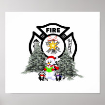 Fire Dept Christmas Scene Posters