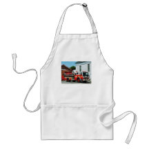 Fire Engine in Front of Fire Station Apron