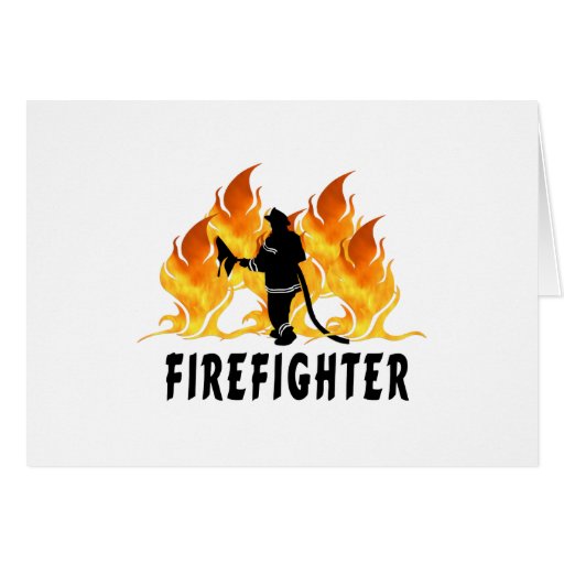 Fire Fighter Flames Greeting Cards