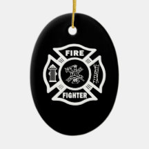 Fire Fighter Maltese Christmas Ornament