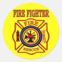 FIRE FIGHTER ROUND STICKER