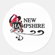 Fire Heart New Hampshire Round Stickers