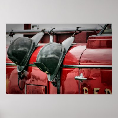 Fire helmets Poster by DavidJDesjardins