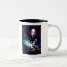 "Fire in the Sky" Fireworks Watercolor Art Coffee Mugs