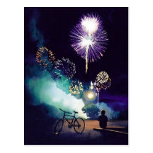 "Fire in the Sky" Fireworks Watercolor Art Post Cards