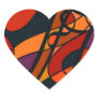 Fire Orange Reds, swirl abstract design, template Heart Sticker