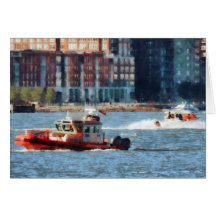 Fire Rescue Boat Hudson River Greeting Cards