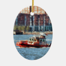 Fire Rescue Boat Hudson River Christmas Tree Ornaments