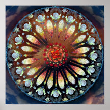 Fire Rose Mandala Poster