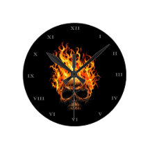 Fire skull muur klokken