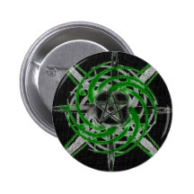 Fire Star Green Pentagram Pins