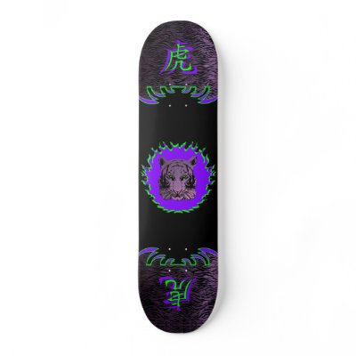Fire Tiger Purple Skateboard by calroofer