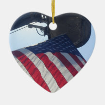 Fire Truck American Flag Aerial Tower Christmas Ornaments