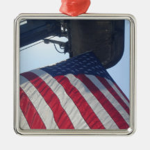 Fire Truck American Flag Aerial Tower Christmas Tree Ornaments