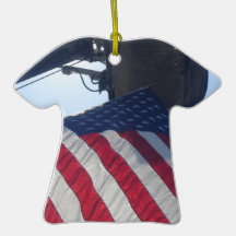 Fire Truck American Flag Aerial Tower Christmas Ornaments