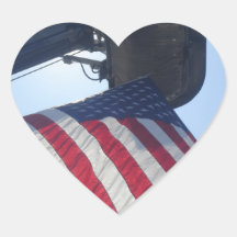 Fire Truck American Flag Aerial Tower Heart Sticker
