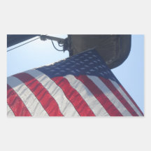 Fire Truck American Flag Aerial Tower Rectangular Stickers