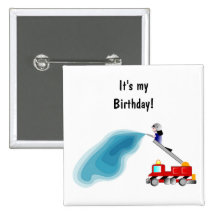Fire Truck Birthday Button