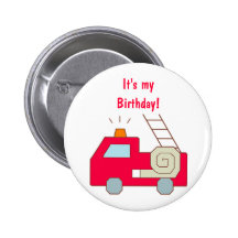 Fire Truck Birthday Button