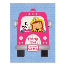 Fire Truck Birthday Girl Postcard