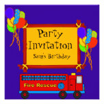 Fire Truck Birthday Party Invitation
