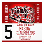 Fire Truck Engine Firefighter Birthday Invitations