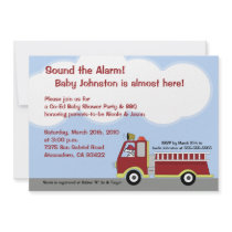 Fire Truck FIremen 5x7 Baby Shower Invitation