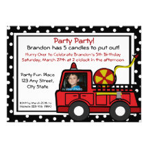 Fire Truck Fun/ Photo Invitation