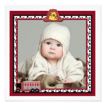 Fire Truck - Photo Birth Announcement