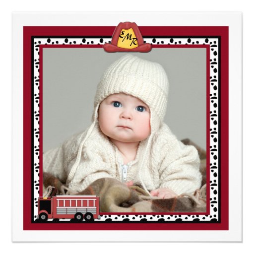 Fire Truck - Photo Birth Announcement