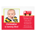 Fire truck Photo Birthday Party Invitation