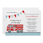 Fire Truck Polka Dot Banner Boy Baby Shower Personalized Invites