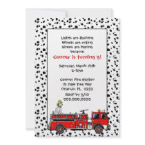 Fire Truck with Dalmation Birthday Party Invite