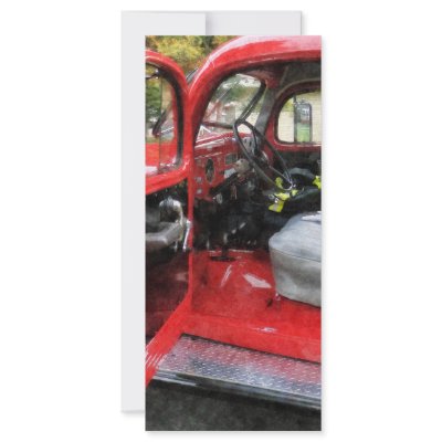 Fire Truck With Fireman's Uniform Full Color Rack Card by SusanSavad