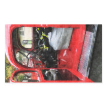 Fire Truck With Fireman's Uniform Rectangle Stickers