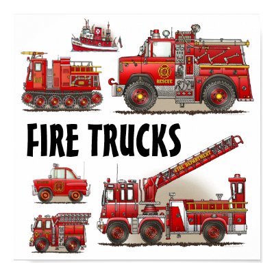Fire Trucks Firefighters Poster by JustFirePoliceEMS