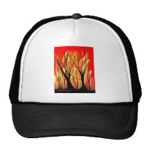 Fire v1 Spray Paint Painting w burnt trees Hats