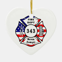 Firefighter 9/11 Never Forget 343 Christmas Ornaments