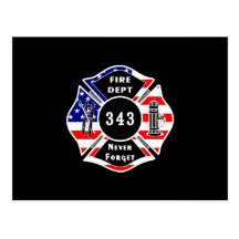 Firefighter 9/11 Never Forget 343 Postcard