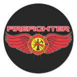 Firefighter Badge and Wings Round Sticker