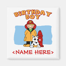 Firefighter Birthday Boy Magnet