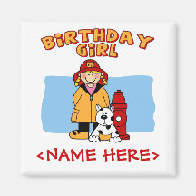 Firefighter Birthday Girl Fridge Magnet